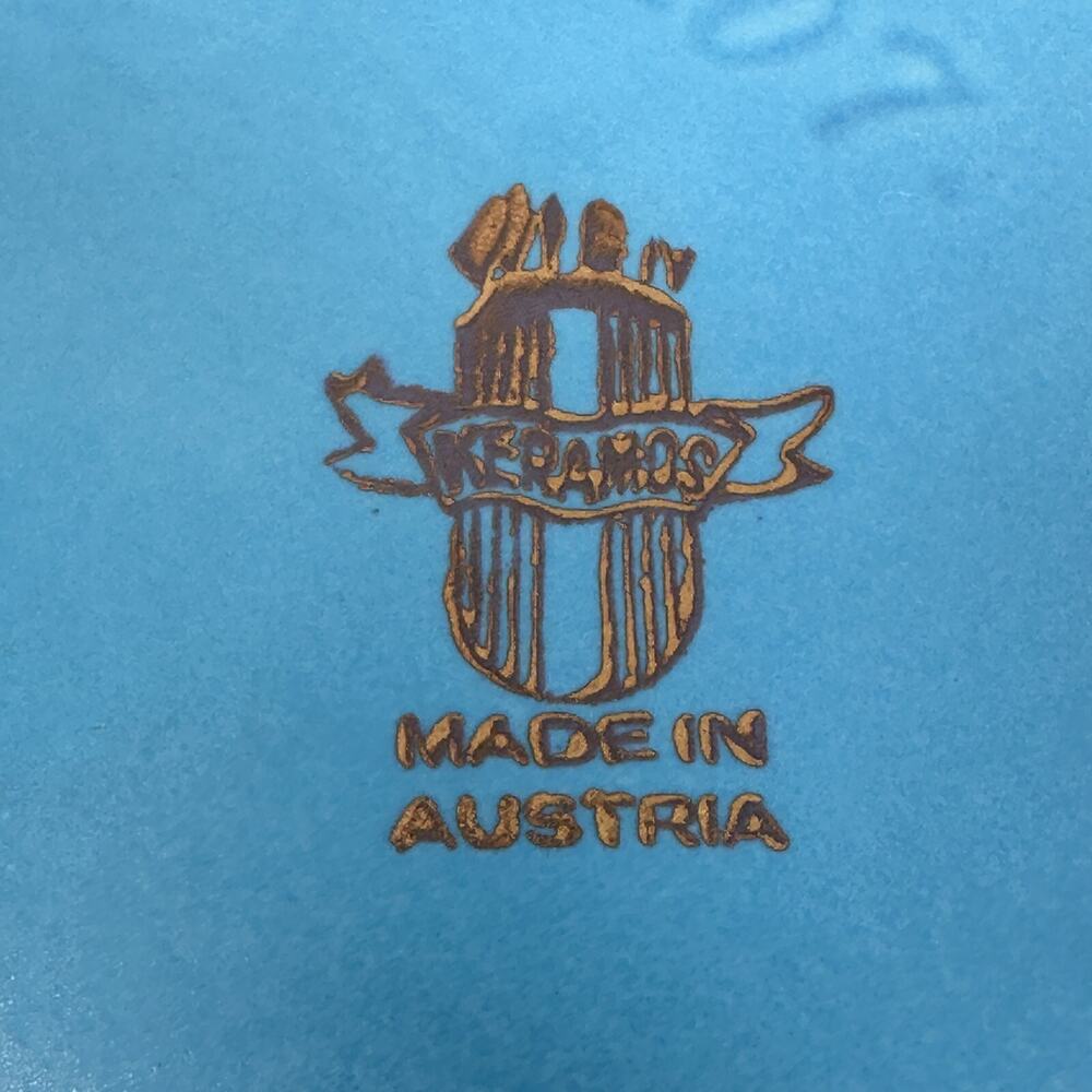 Vintage Wien Keramos Ceramic Dish with‎ Lid 8" Blue & Metallic Gold Matte 3207 - Picture 9 of 11